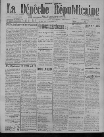 03/08/1923 - La Dépêche républicaine de Franche-Comté [Texte imprimé]