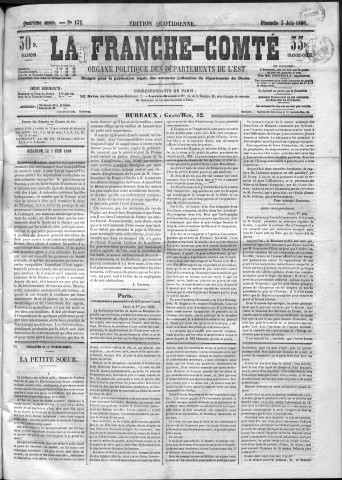 03/06/1860 - La Franche-Comté : organe politique des départements de l'Est