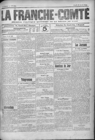 18/04/1895 - La Franche-Comté : journal politique de la région de l'Est