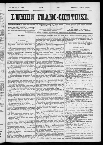 22/02/1871 - L'Union franc-comtoise [Texte imprimé]