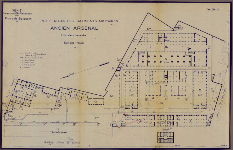 Ancien bâtiment de l'Arsenal (place Saint Jacques) - aménagements pour la faculté de médecine et de pharmacie, tranches 2 et 3 : délibérations du conseil municipal (participation de la ville) ; relations avec le rectorat : correspondance ; plans, dossier de consultation des entreprises, dossier de marché.