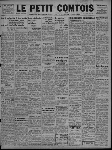 07/07/1942 - Le petit comtois [Texte imprimé] : journal républicain démocratique quotidien