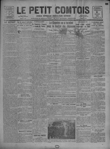 08/03/1931 - Le petit comtois [Texte imprimé] : journal républicain démocratique quotidien