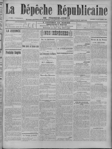 18/09/1908 - La Dépêche républicaine de Franche-Comté [Texte imprimé]