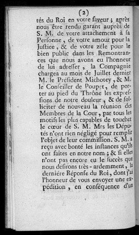 Copie de la lettre écrite à Messieurs les exilés par M. le doyen du Parlement de la part de la compagnie, envoyée le 21 novembre 1760 [Signé : Reud]