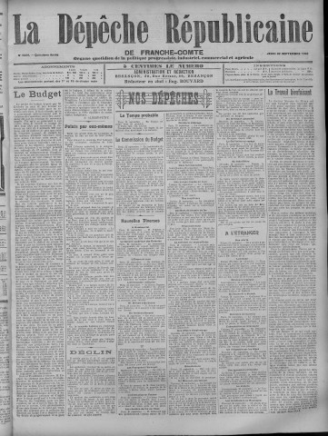22/09/1910 - La Dépêche républicaine de Franche-Comté [Texte imprimé]