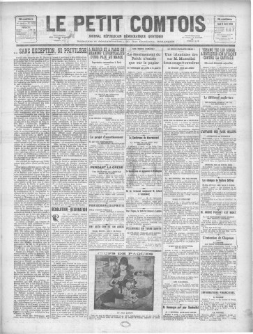 08/04/1926 - Le petit comtois [Texte imprimé] : journal républicain démocratique quotidien