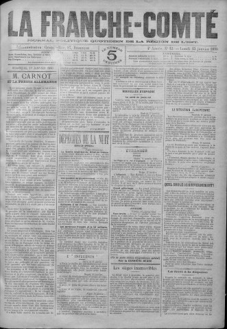 13/01/1890 - La Franche-Comté : journal politique de la région de l'Est