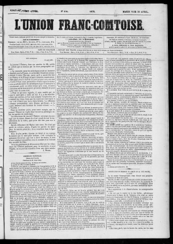 30/04/1872 - L'Union franc-comtoise [Texte imprimé]