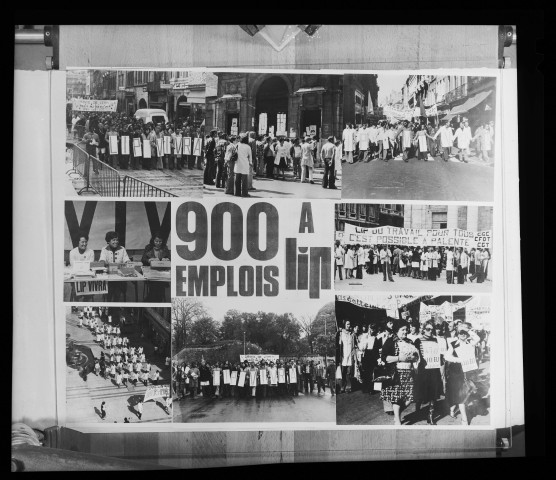 39MDT366 - Conflit Lip, montage photographique : négatif (noir et blanc).