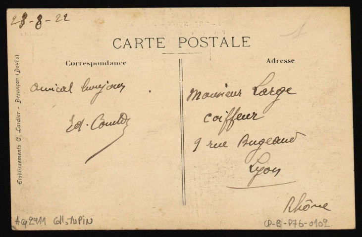 Besançon - Pont Canot [image fixe] , Besançon : Etablissements C. Lardier, 1914/1922