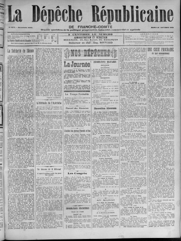 21/10/1913 - La Dépêche républicaine de Franche-Comté [Texte imprimé]