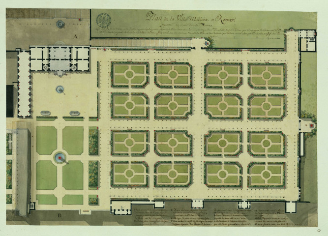 Plan de la villa Médicis à Rome / Pierre-Adrien Pâris , [S.l.] : [P.-A. Pâris], [1700-1800]