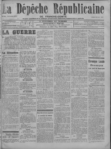 22/08/1914 - La Dépêche républicaine de Franche-Comté [Texte imprimé]