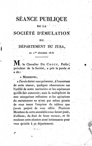 01/01/1818 - Société d'émulation du département du Jura [Texte imprimé]