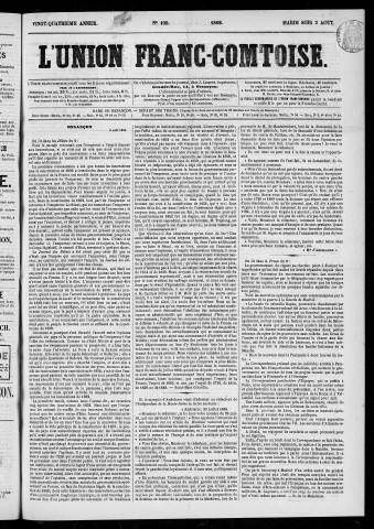 03/08/1869 - L'Union franc-comtoise [Texte imprimé]