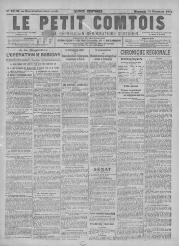 10/12/1924 - Le petit comtois [Texte imprimé] : journal républicain démocratique quotidien