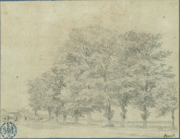 Etudes d'arbres, avec sur la gauche une ferme et un chariot attelé / Jean-Honoré Fragonard , [S.l.] : [J.-H. Fragonard], [circa 1770]