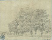 Etudes d'arbres, avec sur la gauche une ferme et un chariot attelé / Jean-Honoré Fragonard , [S.l.] : [J.-H. Fragonard], [circa 1770]