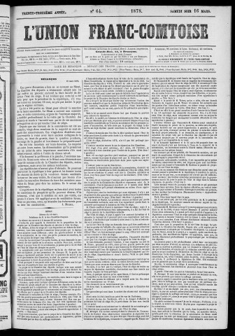 16/03/1878 - L'Union franc-comtoise [Texte imprimé]