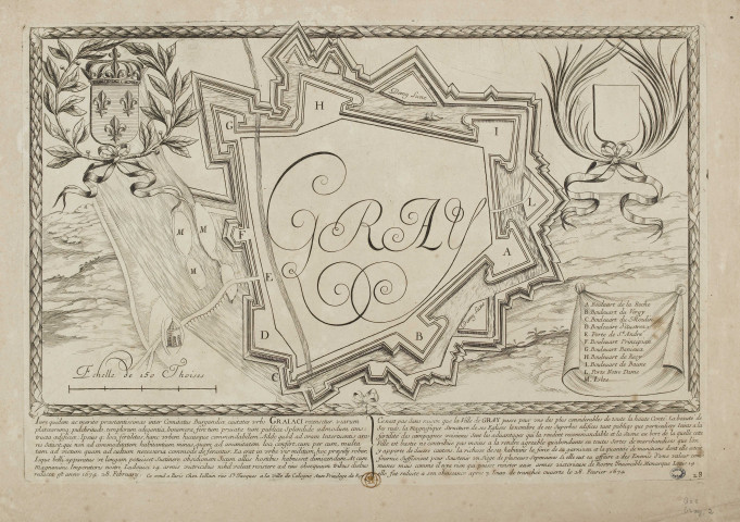 Gray [estampe] : [plan] échelle de 150 thoises , [S.l.] : [s.n.], [1700-1799]