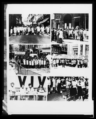 39MDT366 - Conflit Lip, montage photographique : négatif (noir et blanc).