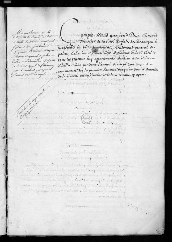 Comptes de la Ville de Besançon, recettes et dépenses, Compte de Denis Euvrard (1711)