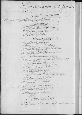 Registre des délibérations municipales 1er janvier - 31 décembre 1736
