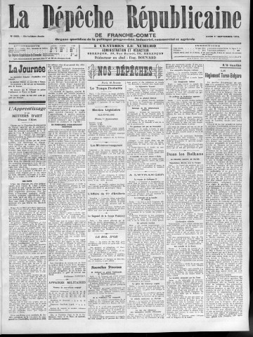 01/09/1913 - La Dépêche républicaine de Franche-Comté [Texte imprimé]