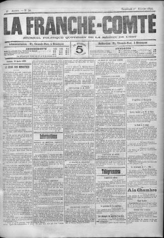 01/02/1895 - La Franche-Comté : journal politique de la région de l'Est