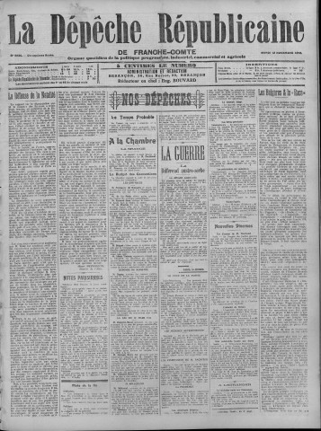 12/11/1912 - La Dépêche républicaine de Franche-Comté [Texte imprimé]
