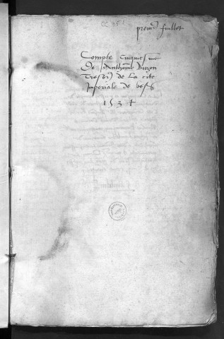 Comptes de la Ville de Besançon, recettes et dépenses, Compte de Antoine Buzon (1er janvier - 31 décembre 1534)