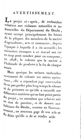 01/01/1807 - Rapport général des mémoires présentés à la Société libre d'agriculture, commerce et arts du département du Doubs [Texte imprimé]
