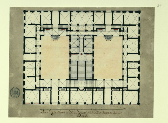 Plan du rez-de-chaussée du palais Bonacorsi / Pierre-Adrien Pâris , [S.l.] : [P.-A. Pâris], [1700-1800]