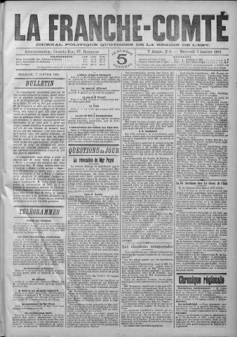 07/01/1891 - La Franche-Comté : journal politique de la région de l'Est