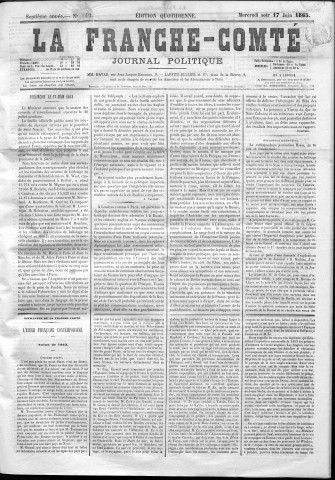 17/06/1863 - La Franche-Comté : organe politique des départements de l'Est