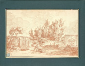 26 - Moine poussant une brouette dans un jardin , [Rome], [1765]