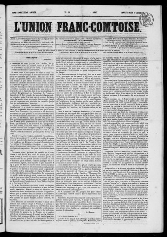 09/07/1867 - L'Union franc-comtoise [Texte imprimé]