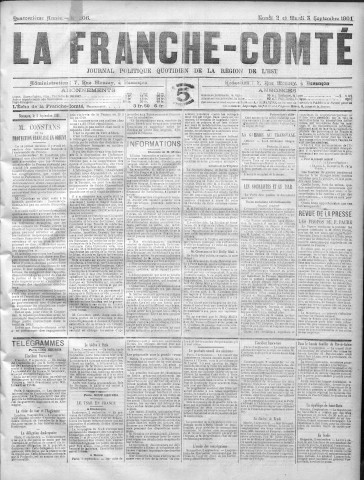 02/09/1901 - La Franche-Comté : journal politique de la région de l'Est
