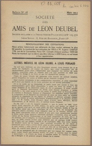 03/1953 - Bulletin / Société des amis de Léon Deubel