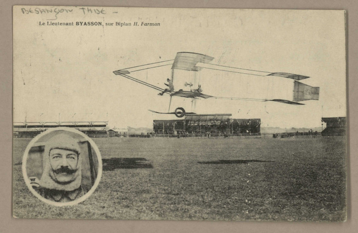 Le Lieutenant BYASSON sur Biplan H. Farman. [image fixe] , 1904/1911