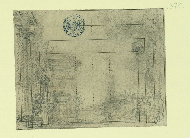 Tour bastionnée. Projet de décor de théâtre / Pierre-Adrien Pâris , [S.l.] : [P.-A. Pâris], [1700-1800]