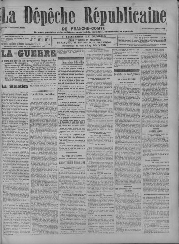 22/09/1914 - La Dépêche républicaine de Franche-Comté [Texte imprimé]