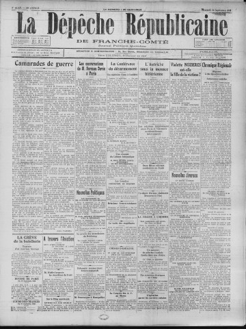 20/09/1933 - La Dépêche républicaine de Franche-Comté [Texte imprimé]