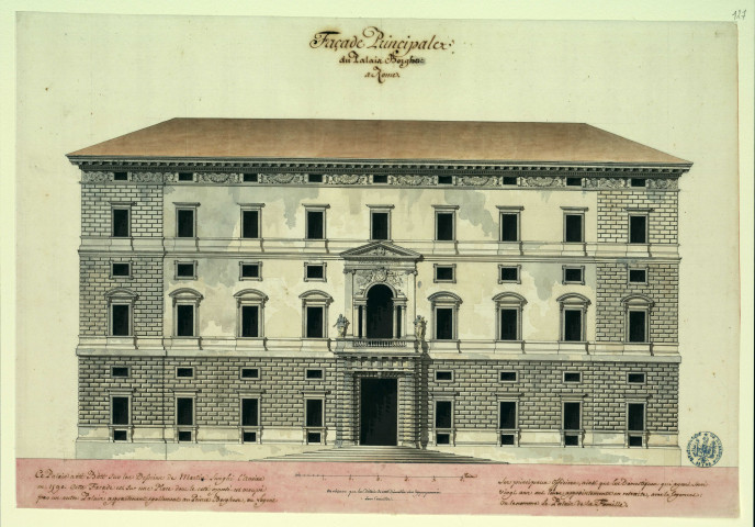 Façade principale du palais Borghèse à Rome / Pierre-Adrien Pâris , [S.l.] : [P.-A. Pâris], [1700-1800]