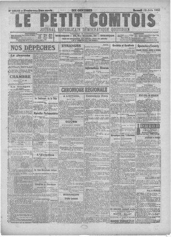 12/06/1920 - Le petit comtois [Texte imprimé] : journal républicain démocratique quotidien