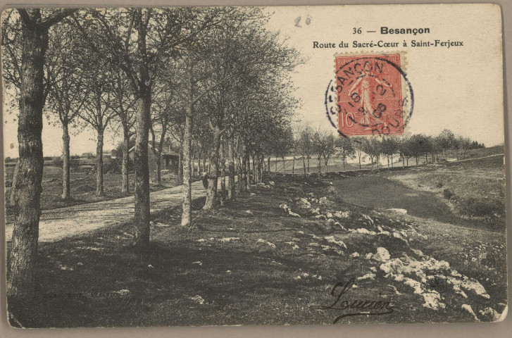 Besançon. Route du Sacré-Coeur à Saint-Ferjeux [image fixe] , Besançon : J. Liard, édit., 1904/1906