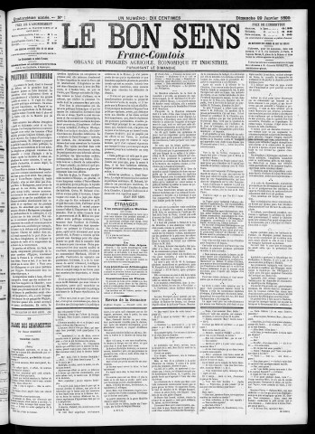 29/01/1899 - Organe du progrès agricole, économique et industriel, paraissant le dimanche [Texte imprimé] / . I