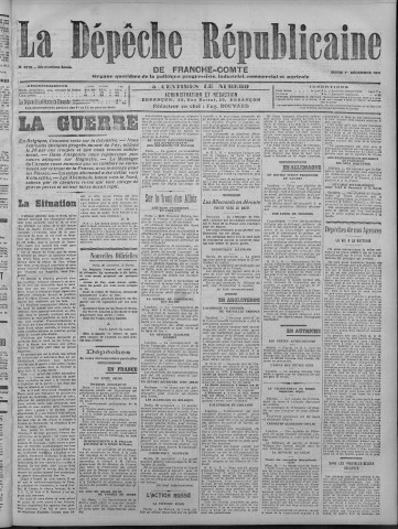 01/12/1914 - La Dépêche républicaine de Franche-Comté [Texte imprimé]