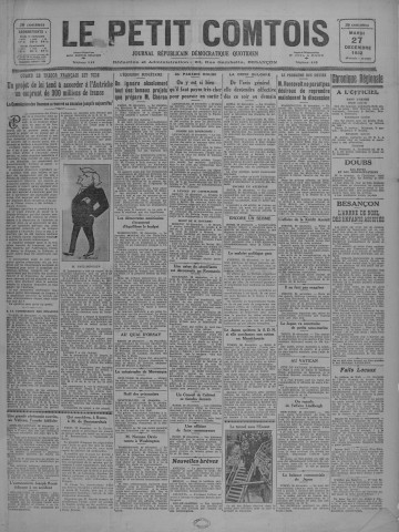27/12/1932 - Le petit comtois [Texte imprimé] : journal républicain démocratique quotidien